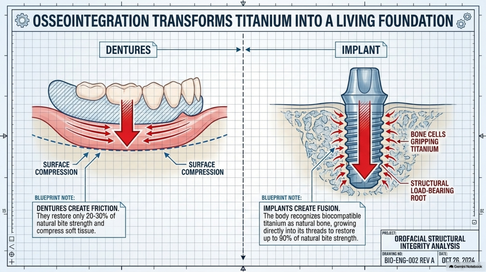 Slide 3: Osseointegration — how titanium becomes a living foundation